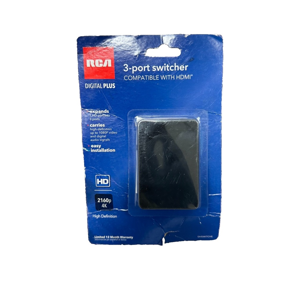 RCA Digital Plus HDMI 3-Port Switcher Ultra HD 2160P 4K Compatible 2160p